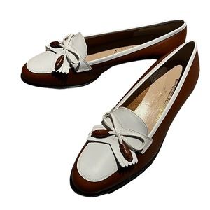 Salvatore Ferragamo boutique leather pump loafers bow knot slip on moccasins